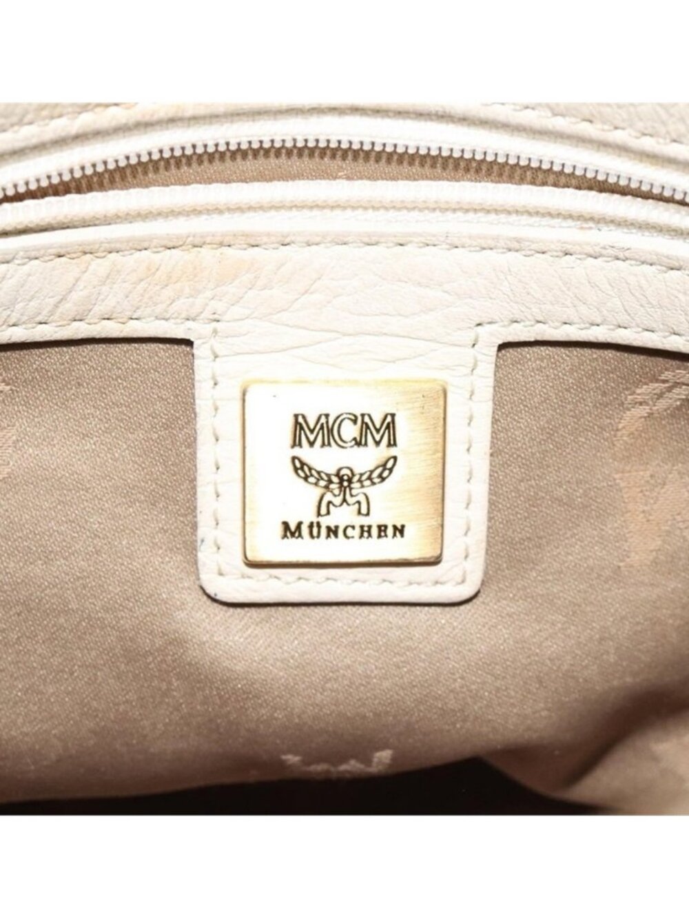 Authentic MCM Vicetos Logogram Shoulder Bag Canvas Beige Gold - Picture 13 of 16